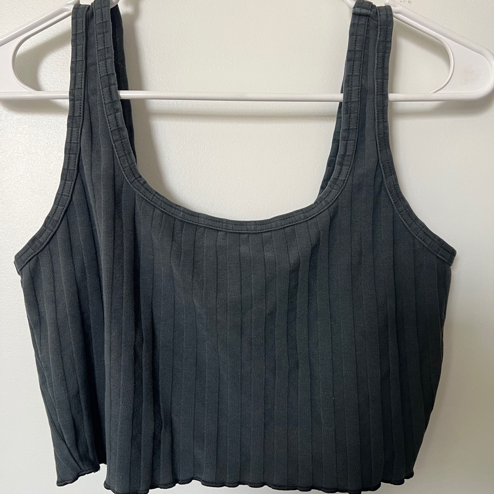 Offline by aerie Navy/Grey Ribbed Crop Top